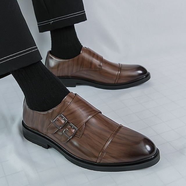 Shoes Leather Brown Monk Strap – Men's Double Faux