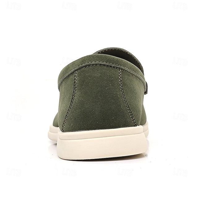 Breathable Men's Loafers Blue Faux Light – Casual Slip-On