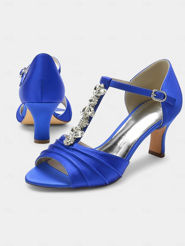 Detail Bridal Crystal Open-Toe Satin with – White Heels