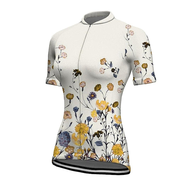 Women's Cycling Jersey Floral Botanical Short Sleeve Bike