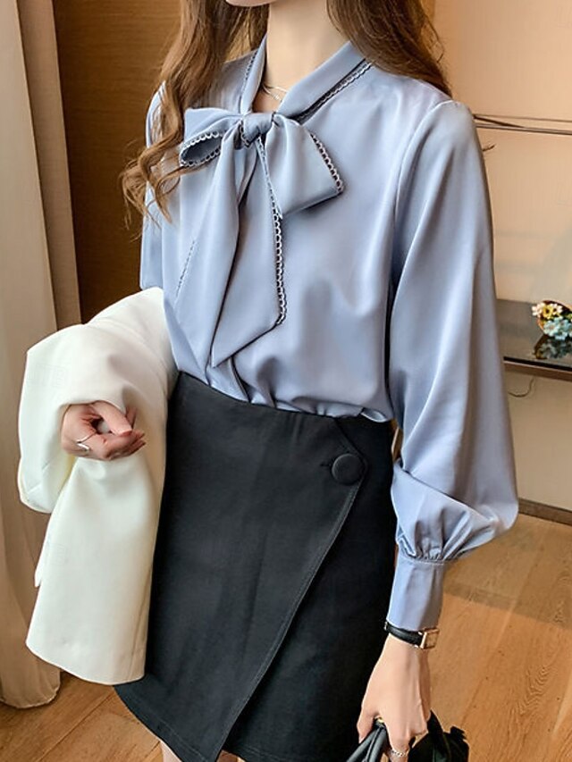 Women's Shirt Blouse Chiffon Tops Ruched Plain Stylish