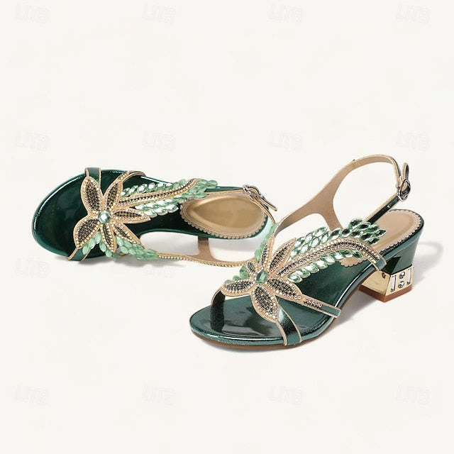Party Shoes Rhinestone Round Wedding Sandals Women's Toe