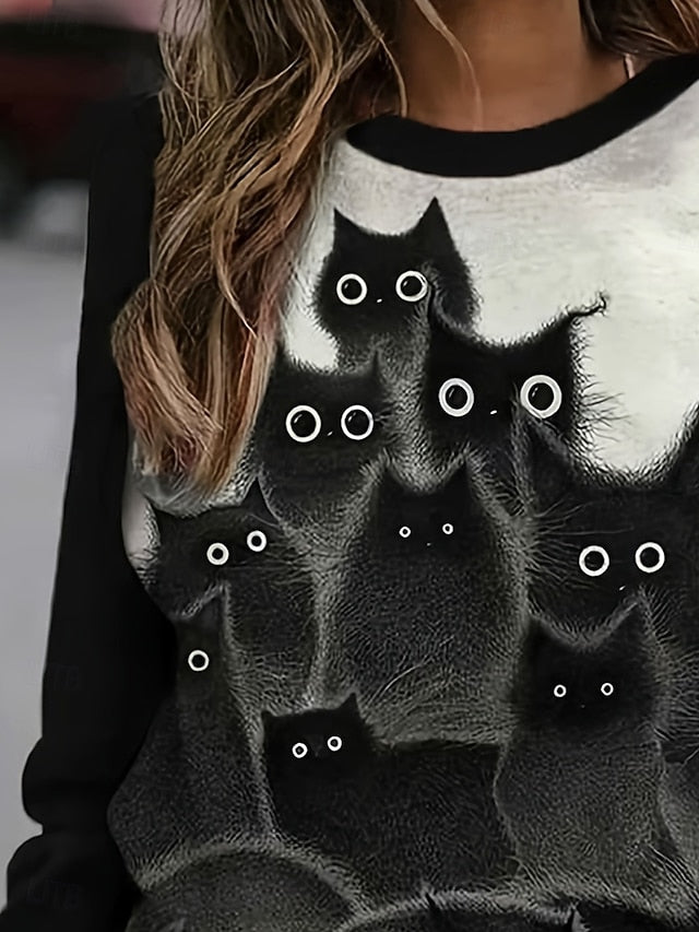 Women's T shirt Long Sleeve Graphic Animal Vintage Stylish