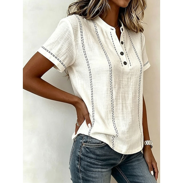 Women's Blouse Graphic Striped Vintage Stylish Basic Short