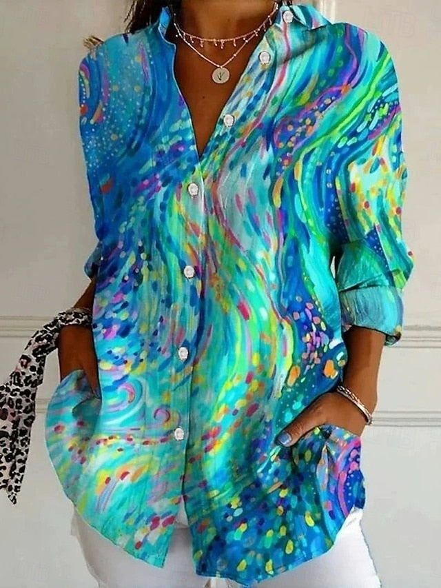 Women's Shirt Linen Like Breathable Lightweight Button Down