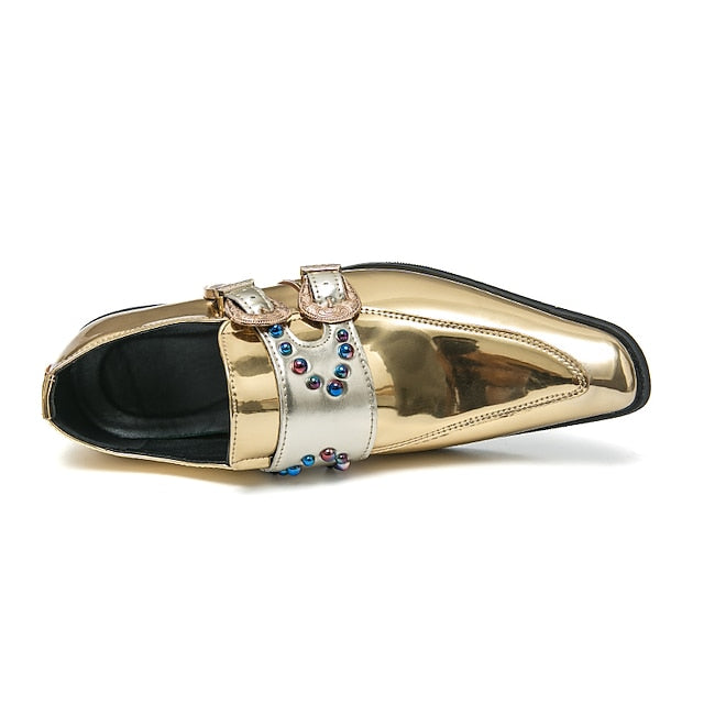 Shoes Fashion Buckle Men's Loafers Pink – Metallic