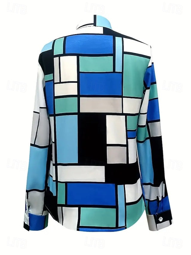 Women's Shirt Blouse Buttons Print Plaid Polka Dot Casual