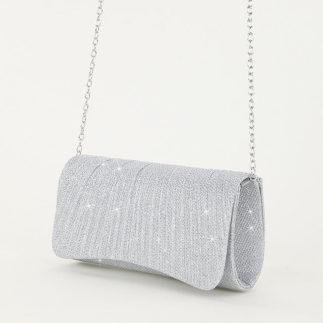 Silver Clutch Evening Purse Elegant Glitter – Women's