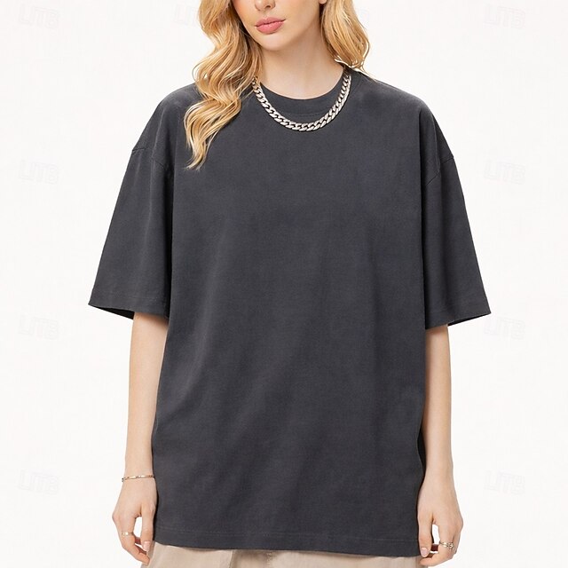 Women's Tee 100% Cotton Solid Color Stylish Casual Short