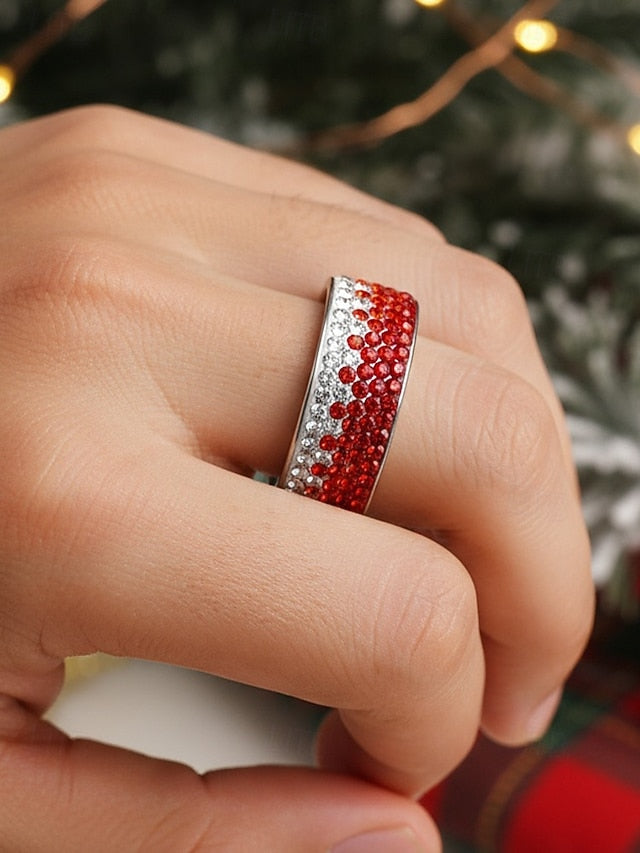 – Ring Stainless Stylish Red Steel Christmas Men's