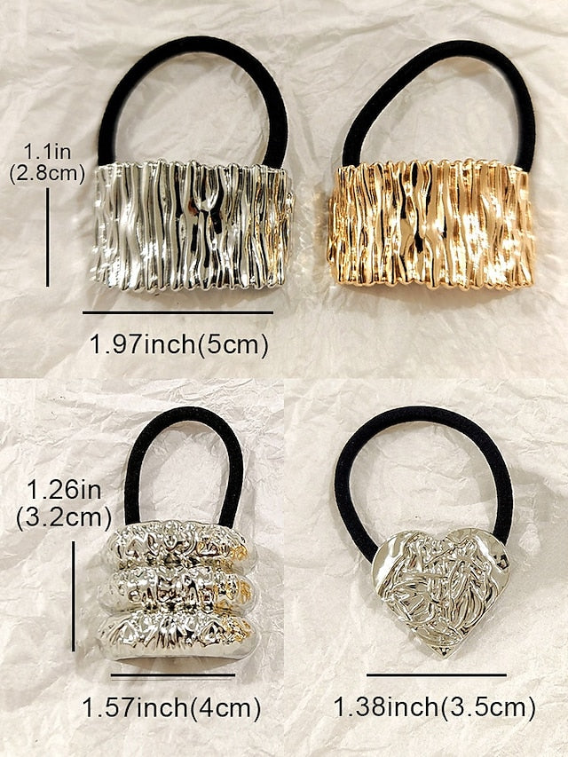 Women's Scrunchies Elastic Hair Gold Tone with - Band