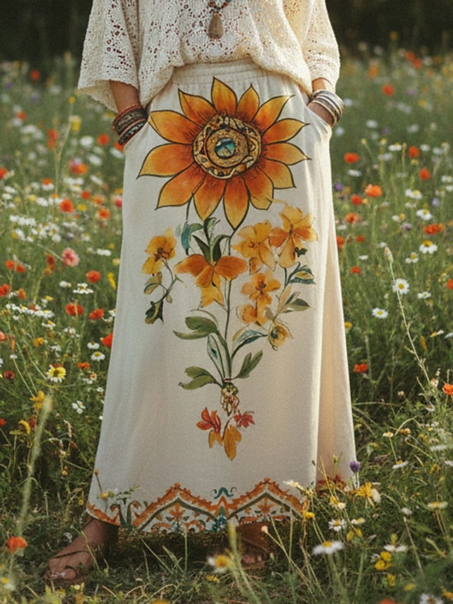 Women's Vacation Skirt Bohemia Vintage Fashion Casual Maxi