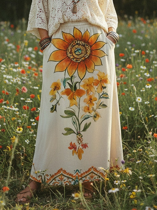 Women's Vacation Skirt Bohemia Vintage Fashion Casual Maxi