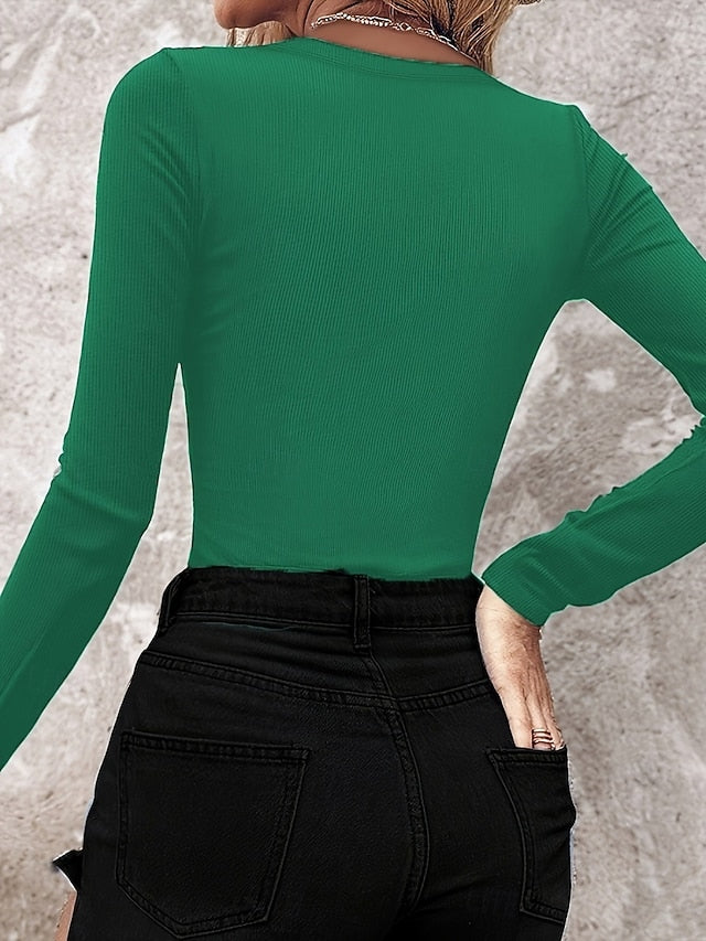 Women's Blouse Patchwork Glitter Solid Color Stylish Casual