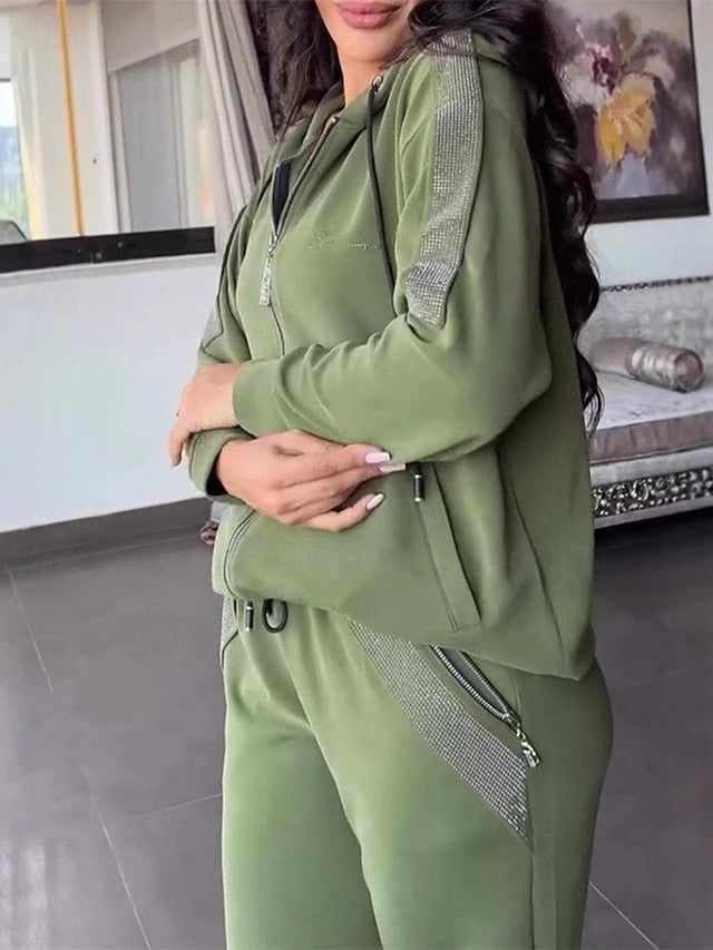 Women's Hoodie Pants Sets Bolero Top Long Sleeve Hooded