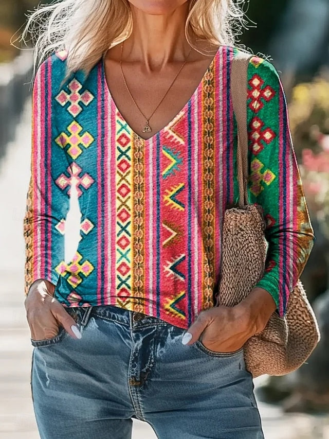 Women's Blouse Print Floral Paisley Bohemia Daily Long