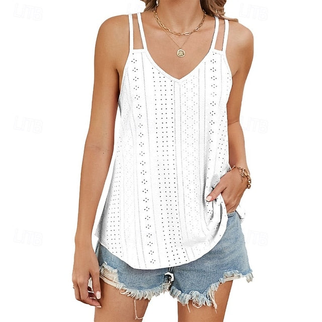 Women's Halter Neck Top T Shirt Tank Top Tee Top Eyelet