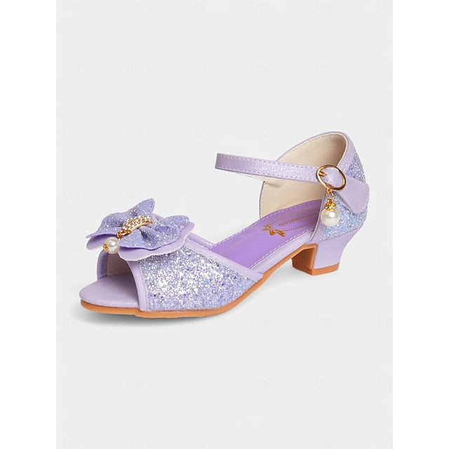 Glitter with Pearl Sandals Purple Bow Girls' Accent