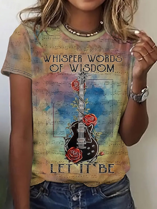 Women's T Shirt Summer Tops Graphic Flowers Classic Casual