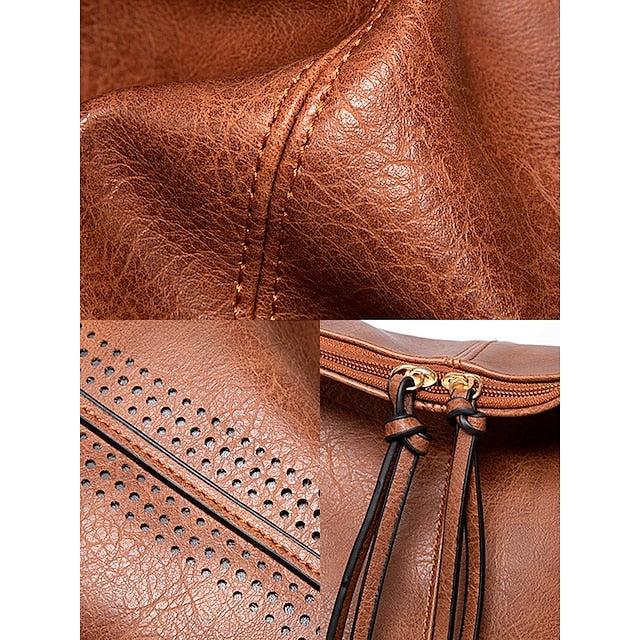 Set Damen Ledertasche Hobo mit passender Geldbörse Kunstleder