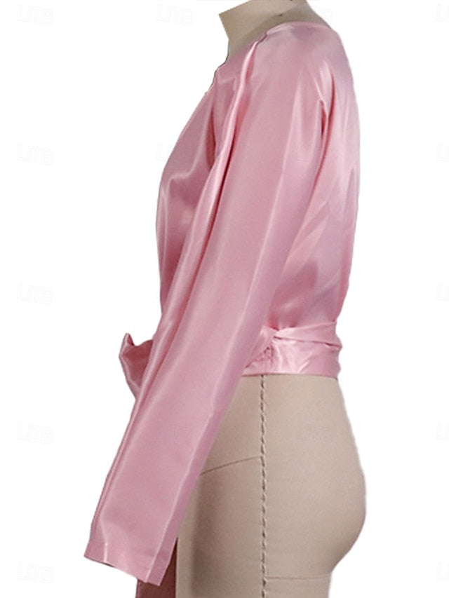Women's Blouse Tie Front Solid Color Elegant Sports Daily