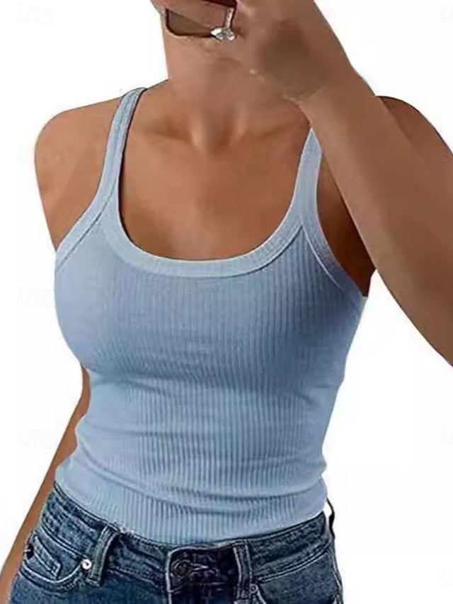 Women's Tank Top Plain Fashion Stylish Classic Sleeveless U