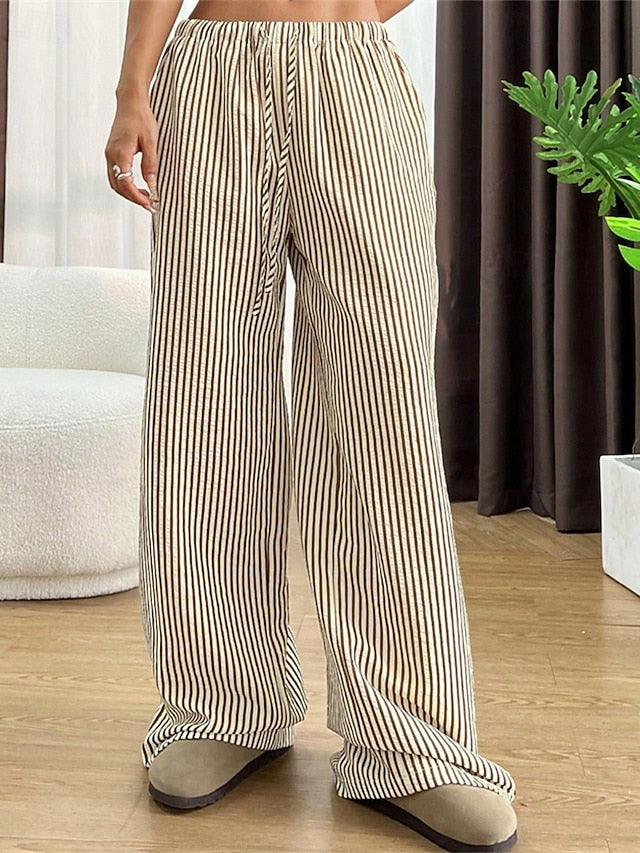 Women's Wide Leg Chinos Pants Trousers Vacation Vintage
