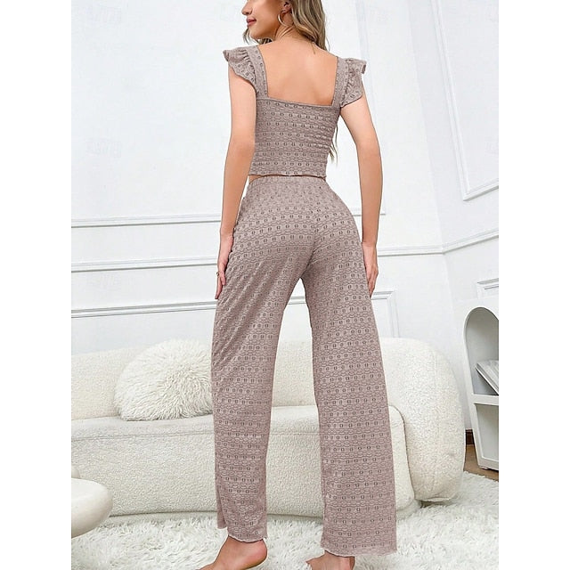 Women's Pajama Set Casual Comfort Pure Color Elastic Waist
