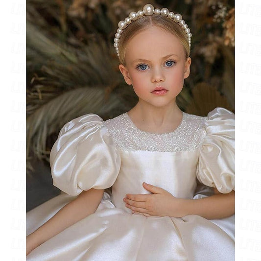 Long Dress Color Party Kids Girl Girls' Flower Solid