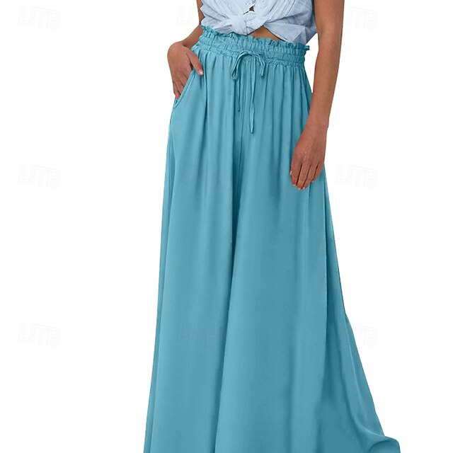 Women's Culottes Wide Leg Slacks Pants Trousers Streetwear