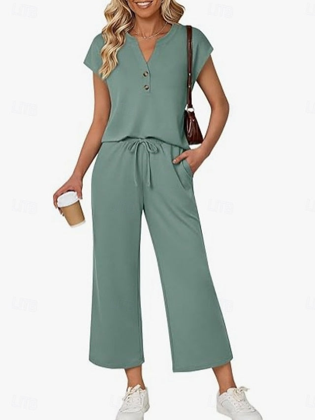 Women's Pants Sets Bolero Top Short Sleeve Crew Neck Solid