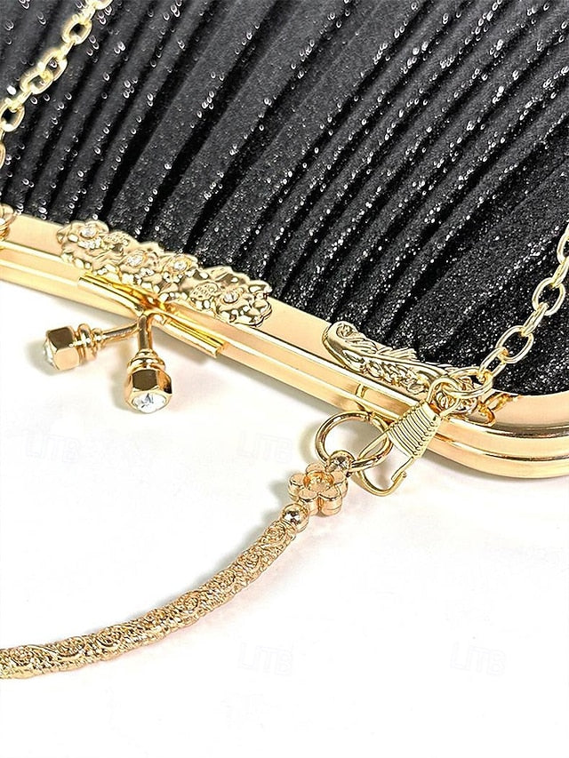 Women's with Evening Purse Clutch Vintage Glitter Pleated