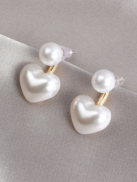 Pearl Earrings – Minimalist Elegant Drop Romantic Heart-Shaped