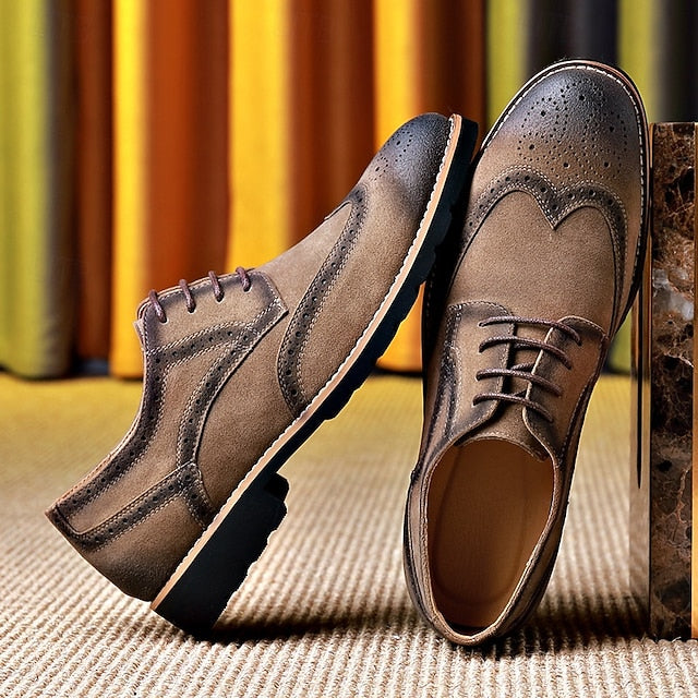 Lace-Up Vintage – Brown Shoes Brogue Derby Men's