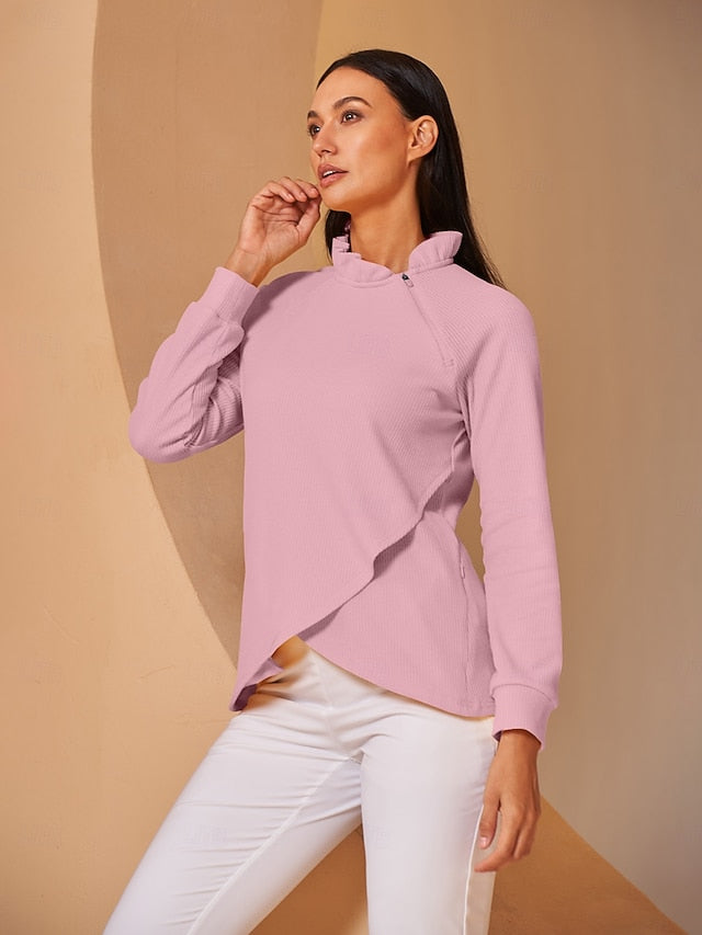 Women's Golf Pullover Sweatshirt Light Pink Yellow Dark