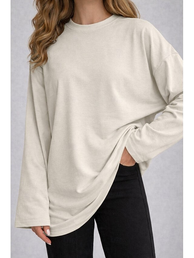 Women's Tee 100% Cotton Solid Color Stylish Classic Casual