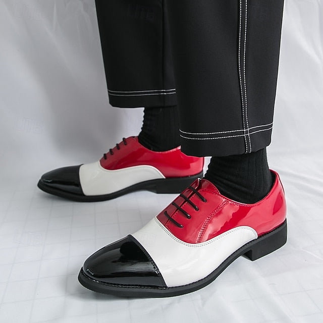 Red White Oxford Men's and Patent Shoes Leather –