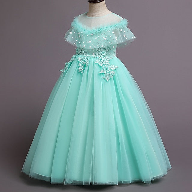 Kids Party Color Girls' Solid Dress Girl Flower
