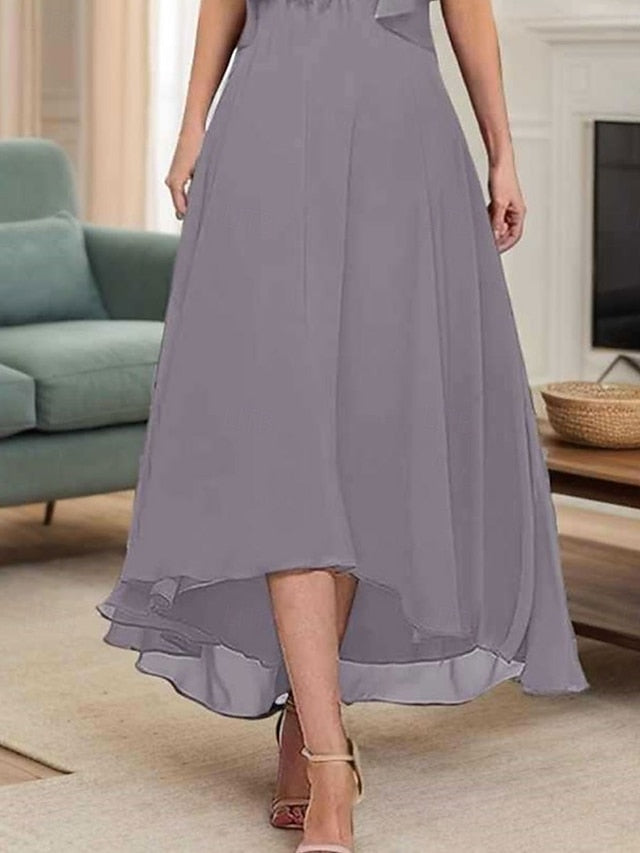 Mother A-Line Bride Simple Dress Neck V Elegant the of