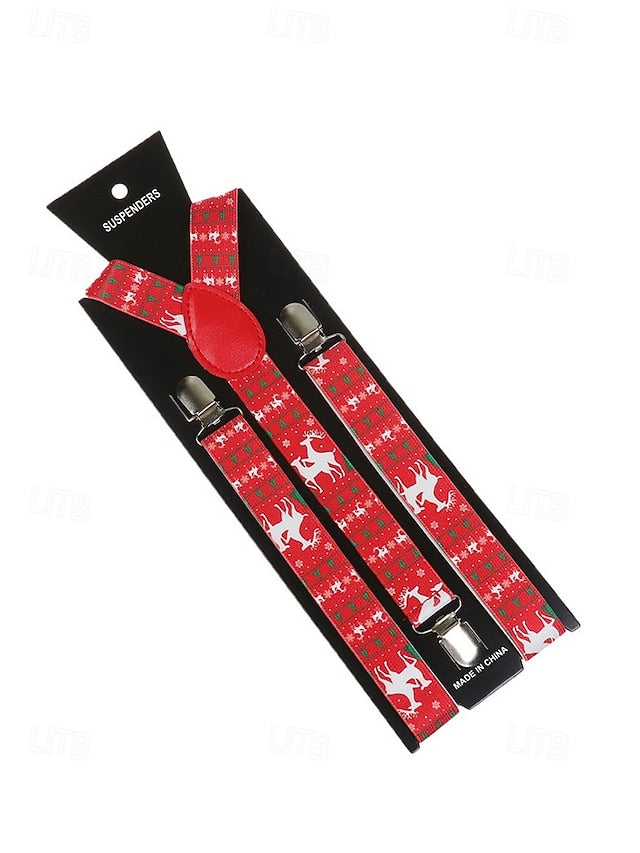 Suspenders Men's Christmas with Snowman