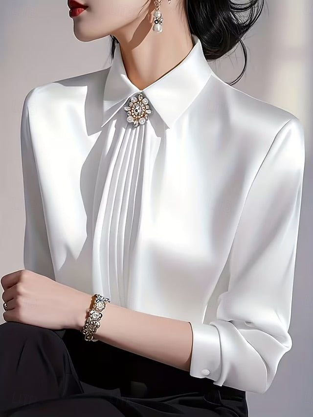 Women's Shirt Blouse Ruched Plain Stylish Basic Classic