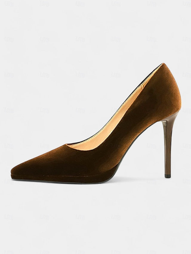 Women's Pumps and Heel Burgundy with Stiletto Velvet