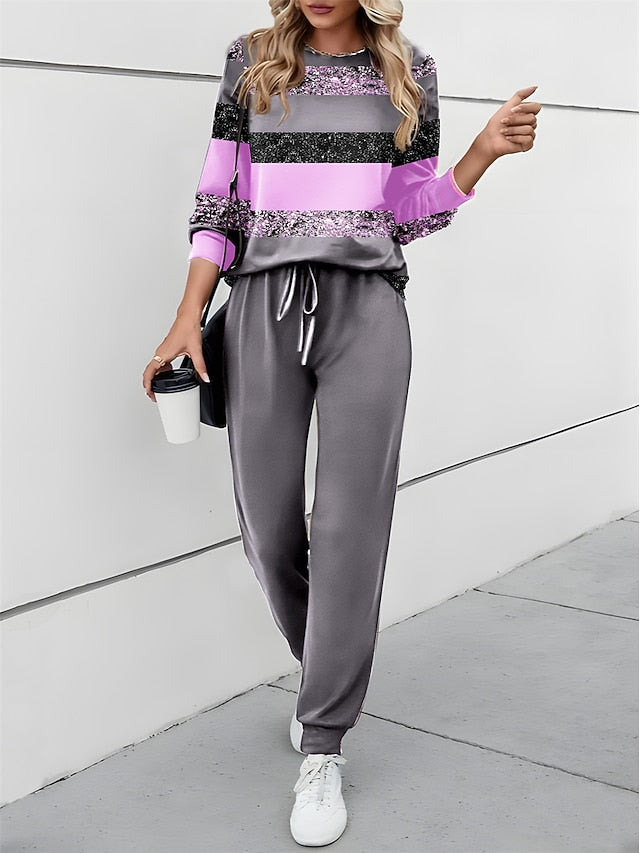 Women's 2 Pieces Sweatshirt Tracksuits Active Daily