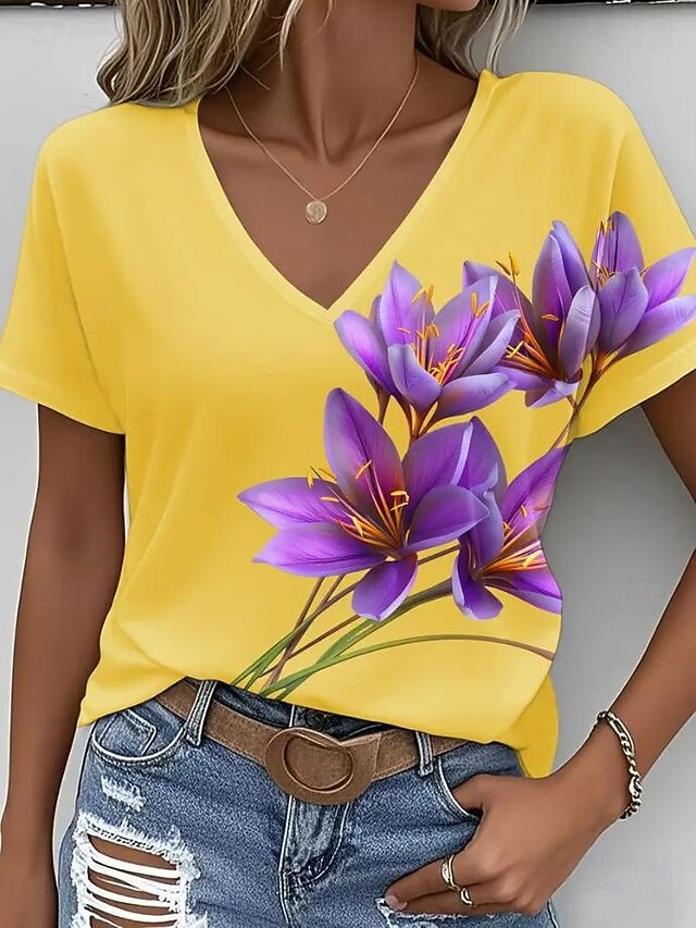 Women's T Shirt Print Ombre Graphic Plants Fashion Hawaiian