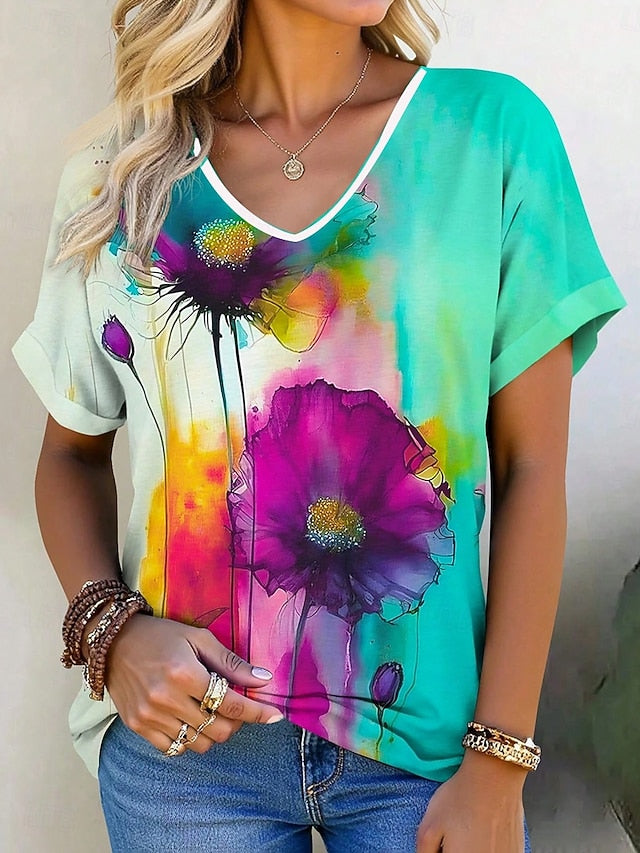 Women's T Shirt Print Floral Graphic Vintage Stylish Modern