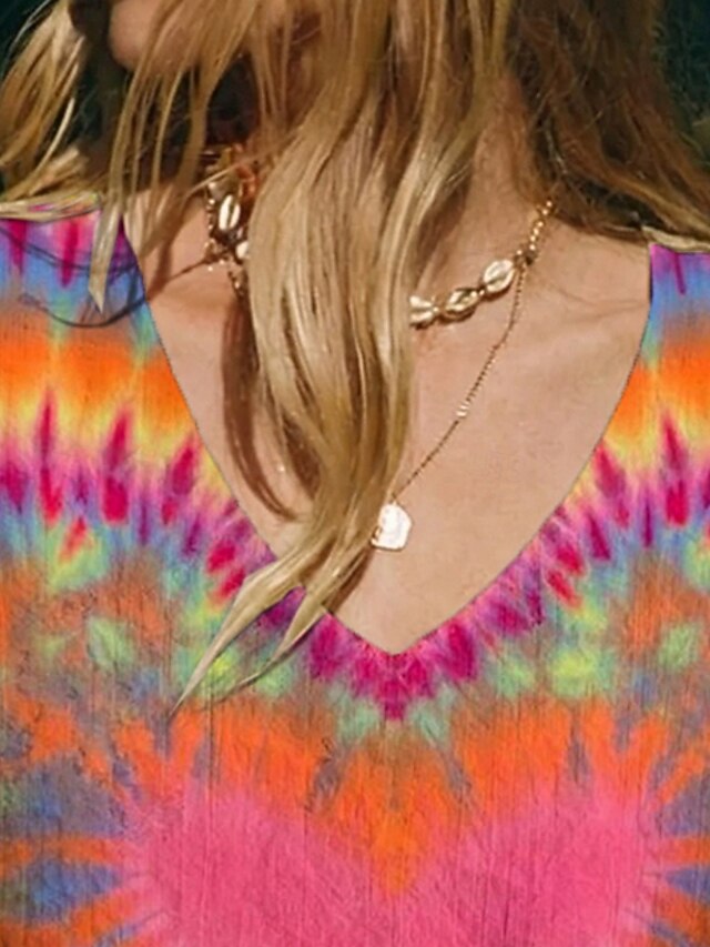 Women's T Shirt Print Tie Dye Graffiti Bohemia Vintage