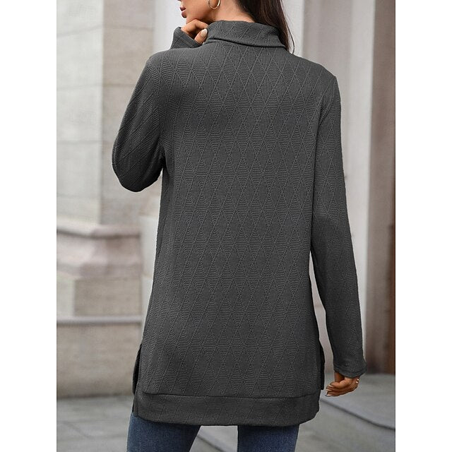 Women's Blouse Solid Color Stylish Casual Long Sleeve