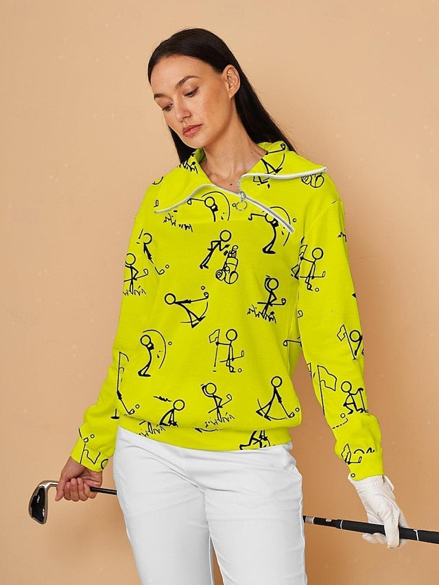 Women's Golf Pullover Sweatshirt Pink Long Sleeve Top