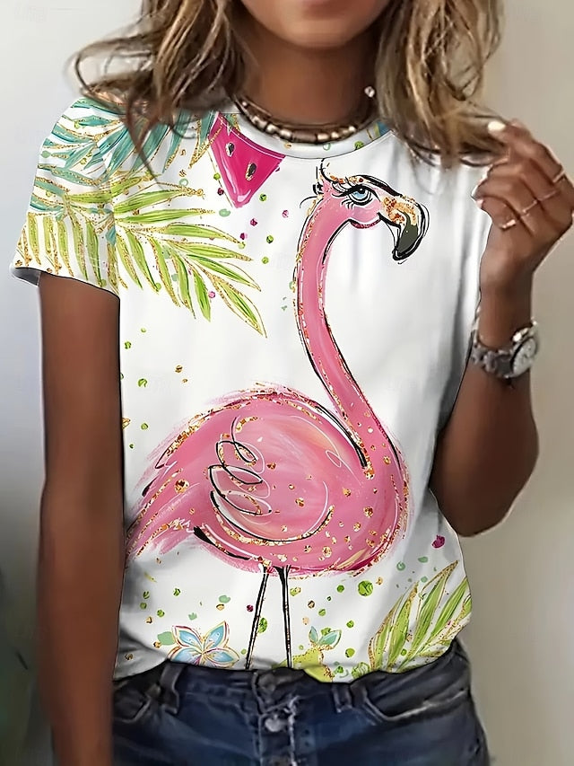 Women's T Shirt Print Graphic Animal Plants Vintage Stylish