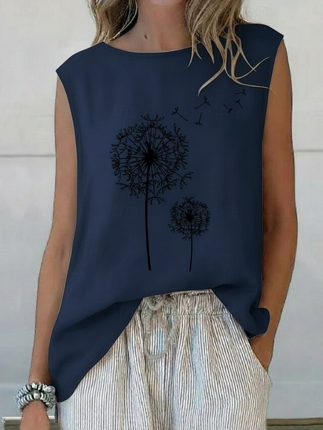 Women's Summer Tops Blouse Sleeveless Shirt Print Graphic